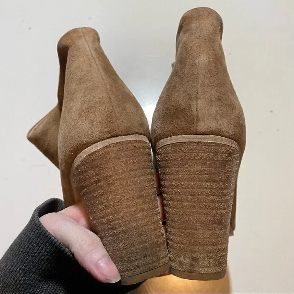 Steve Madden Penina Booties Taupe Suede Peep Toe